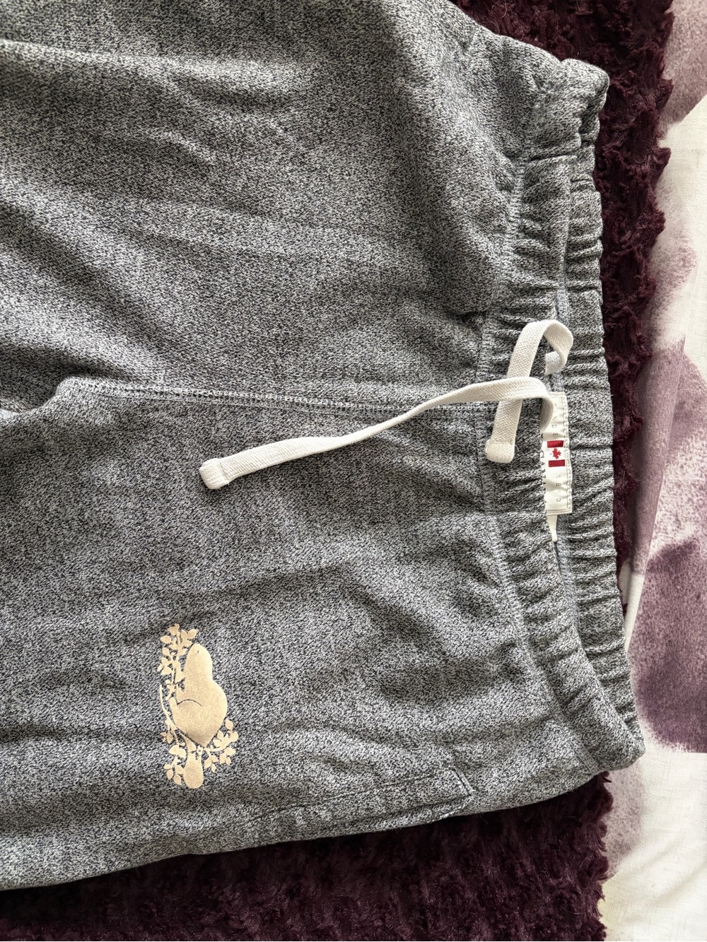 Roots Gray Heather Track Pants with Cream Logo